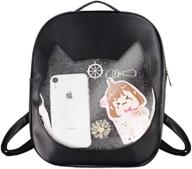 🎒 elegant candy leather backpack: stylish & transparent shoulder purse logo