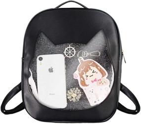 img 4 attached to 🎒 Elegant Candy Leather Backpack: Stylish & Transparent Shoulder Purse