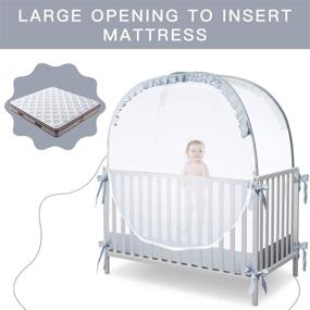 img 2 attached to 👶 L RUNNZER Baby Pop Up Tent Cover Crib: See-Through Mesh Nursery Net with Viewing Window – Keeps Baby Secure