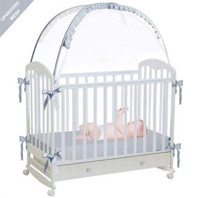img 4 attached to 👶 L RUNNZER Baby Pop Up Tent Cover Crib: See-Through Mesh Nursery Net with Viewing Window – Keeps Baby Secure