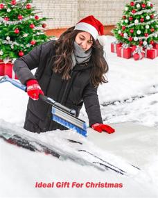 img 2 attached to ❄️ JOYTUTUS Extendable Snow Brush 5-in-1, 27″-47″, Foam Grip Snow Scraper & Brush Combo, No Scratch Ice Scrapers for Car, Detachable ABS Car Snow Brush, Snow Broom w/ Packaging Bag & Glove