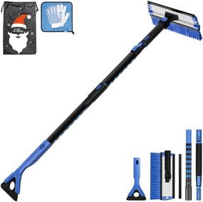 img 4 attached to ❄️ JOYTUTUS Extendable Snow Brush 5-in-1, 27″-47″, Foam Grip Snow Scraper & Brush Combo, No Scratch Ice Scrapers for Car, Detachable ABS Car Snow Brush, Snow Broom w/ Packaging Bag & Glove