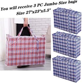 img 3 attached to Convenient Set of 6 Checkered Laundry Bags with Zipper and Handles for Travel, Laundry, Shopping, Storage, Moving - Large and Jumbo Sizes, Color may vary