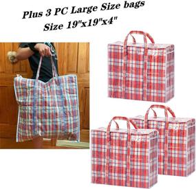 img 2 attached to Convenient Set of 6 Checkered Laundry Bags with Zipper and Handles for Travel, Laundry, Shopping, Storage, Moving - Large and Jumbo Sizes, Color may vary