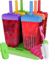 popsicle molds with sticks ice pop maker - 6 piece bpa free set with silicone funnel, brush, extra lid, and recipes e-book by lebice logo