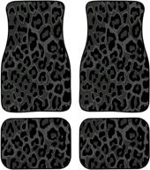 🐆 for u designs 4-piece all weather heavy-duty floor mats: black leopard print full set for car, truck, van - non slip rubber backing logo