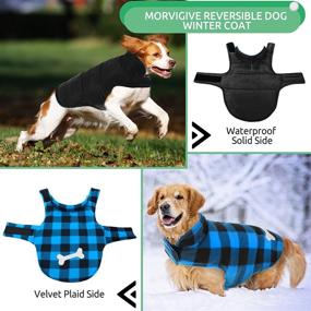 img 3 attached to 🐶 MORVIGIVE Reversible Plaid Winter Dog Coats: Waterproof British Style Puppy Snow Jacket with Harness Hole, Windproof Cold-Weather Dog Vest. Keep Your Small, Medium or Large Dog Warm and Stylish!