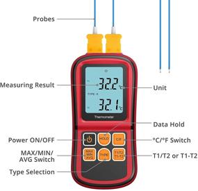 img 2 attached to Kamtop Digital Thermometer: Dual Channel Temperature Meter with LCD Backlight - Ideal for K/J/T/E/R/S/N Thermocouples