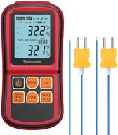 kamtop digital thermometer: dual channel temperature meter with lcd backlight - ideal for k/j/t/e/r/s/n thermocouples logo