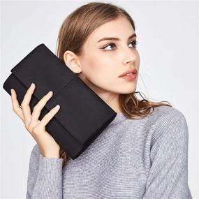 img 3 attached to 👝 Ava and Lina Large Envelope Clutch Purse for Women - Formal Evening Handbags, Party Purse, Faux Suede Clutch