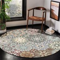 🧺 leevan traditional collection 4ft round oriental distressed faux wool rug - non-slip backing, vintage accent for living room, bedroom, bathroom - machine washable logo