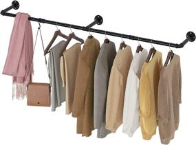 img 4 attached to 🧥 Industrial Pipe Wall Mounted Clothes Rack - GREENSTELL 72'' Space-Saving Heavy Duty Garment Rack with Detachable Bar for Closet Storage - Multi-Purpose Hanging Rod, 3 Base