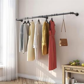 img 3 attached to 🧥 Industrial Pipe Wall Mounted Clothes Rack - GREENSTELL 72'' Space-Saving Heavy Duty Garment Rack with Detachable Bar for Closet Storage - Multi-Purpose Hanging Rod, 3 Base