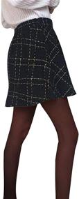 img 1 attached to Trendy Women's Elastic Waist Plaid Wool 👗 Mini Skater Skirt: Tanming Fashion for Any Occasion