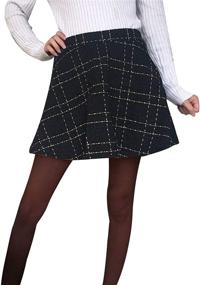 img 2 attached to Trendy Women's Elastic Waist Plaid Wool 👗 Mini Skater Skirt: Tanming Fashion for Any Occasion