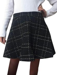 img 3 attached to Trendy Women's Elastic Waist Plaid Wool 👗 Mini Skater Skirt: Tanming Fashion for Any Occasion