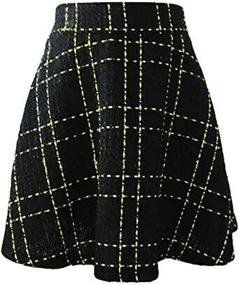 img 4 attached to Trendy Women's Elastic Waist Plaid Wool 👗 Mini Skater Skirt: Tanming Fashion for Any Occasion