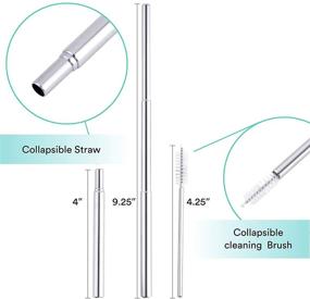 img 1 attached to 2 Pack EcoSip Collapsible Telescopic Straw: Metal Stainless Steel, Reusable Folding Drinking Straws for Home & Travel with Key Ring Case, Silicone Tip - Gunmetal Red