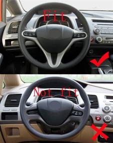 img 3 attached to 🚗 Крутая кожаная обложка на руль Eiseng для Honda Civic 2006-2011 - Анти-скольжение, обвязка, аксессуары для интерьера - Черная нить, 13.5-14.5 дюймов