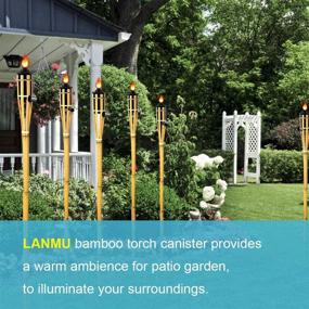 img 1 attached to 🎋 Bamboo Torch Refill Canister Bundle - 4 Pack: LANMU Torch Canisters for Patio, Luau Party, DIY Garden Torch Decor - 16 oz with Wicks and Covers
