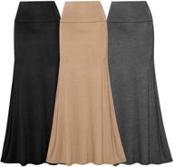 👗 stylish and flattering: free to live 3 pack women's fold over high waist flowy floor length maxi skirts logo