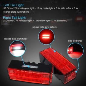 img 2 attached to 🚤 Low Profile Submersible LED Trailer Tail Light Kit, Rectangle LED Trailer Lights Halo Glow with 25FT Wiring Harness: Combined Stop Turn Tail, License Plate Lights for Marine Boat Trailer, 12V