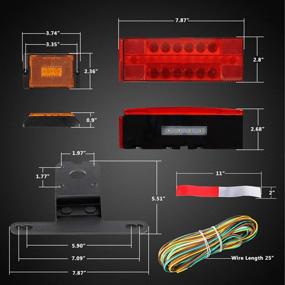 img 1 attached to 🚤 Low Profile Submersible LED Trailer Tail Light Kit, Rectangle LED Trailer Lights Halo Glow with 25FT Wiring Harness: Combined Stop Turn Tail, License Plate Lights for Marine Boat Trailer, 12V