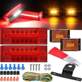 img 4 attached to 🚤 Low Profile Submersible LED Trailer Tail Light Kit, Rectangle LED Trailer Lights Halo Glow with 25FT Wiring Harness: Combined Stop Turn Tail, License Plate Lights for Marine Boat Trailer, 12V