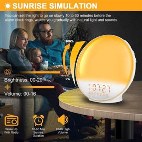 img 3 attached to 🌞 Sunrise Alarm Clock with Sunrise Simulation, Dual Alarms, FM Radio, 7 Nature Sounds & Snooze, 7 Colors Night Light, Sleep Aid Digital Alarm Clock for Bedroom, Heavy Sleepers, Kids