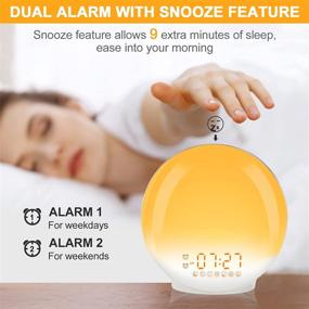 img 1 attached to 🌞 Sunrise Alarm Clock with Sunrise Simulation, Dual Alarms, FM Radio, 7 Nature Sounds & Snooze, 7 Colors Night Light, Sleep Aid Digital Alarm Clock for Bedroom, Heavy Sleepers, Kids