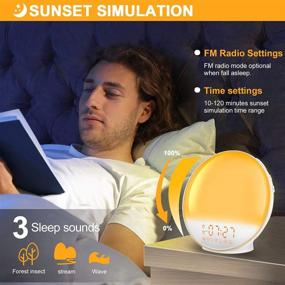 img 2 attached to 🌞 Sunrise Alarm Clock with Sunrise Simulation, Dual Alarms, FM Radio, 7 Nature Sounds & Snooze, 7 Colors Night Light, Sleep Aid Digital Alarm Clock for Bedroom, Heavy Sleepers, Kids