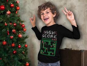 img 2 attached to Santa Robot Youth Kids Long Sleeve Shirt: Fun Video Game On Ugly Christmas Sweatshirt!