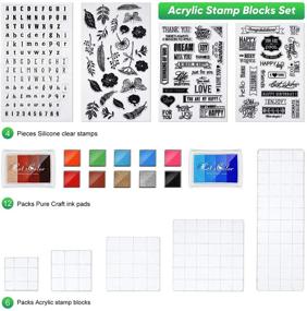 img 3 attached to 🎨 Comprehensive 22-Piece Set: Acrylic Stamp Blocks, Silicone Stamps, and Ink Pads for Scrapbooking and Card Making