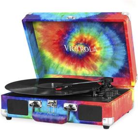 img 4 attached to 🎵 Victrola Vintage 3-Speed Bluetooth Portable Suitcase Record Player with Built-in Speakers - Upgraded Turntable Audio Sound, Includes Extra Stylus - Tie Dye Design by 1SFA (VSC-550BT-TDY)