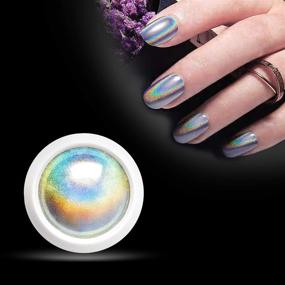 img 1 attached to 🌈 Holographic Chrome Nail Powder, Unicorn Mirror Effect High-Quality Rainbow Nail Glitter for Manicure, 0.04oz/1g