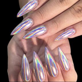 img 2 attached to 🌈 Holographic Chrome Nail Powder, Unicorn Mirror Effect High-Quality Rainbow Nail Glitter for Manicure, 0.04oz/1g