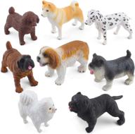 🐶 dinobros dog figurines playset - set of 8 realistic detailed plastic puppy figures - toy dogs cake topper for kids логотип