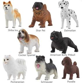 img 1 attached to 🐶 DINOBROS Dog Figurines Playset - Set of 8 Realistic Detailed Plastic Puppy Figures - Toy Dogs Cake Topper for Kids