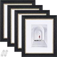 🖼️ set of 4 wuirccx black 8x10 picture frames with real glass & 5x7 mat – wall/tabletop display, hanging hardware included логотип