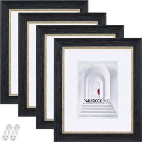 img 4 attached to 🖼️ Set of 4 WUIRCCX Black 8X10 Picture Frames with Real Glass & 5X7 Mat – Wall/Tabletop Display, Hanging Hardware Included