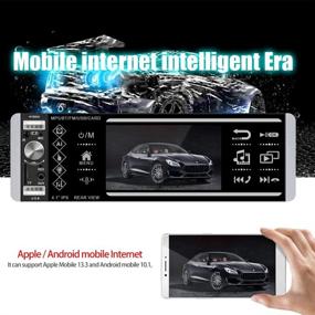 img 1 attached to 🚗 Улучшенная автомагнитола Single Din с сенсорным экраном 4,1 дюйма, Bluetooth, FM/AM RDS, USB, SD, AUX порты - поддержка Mirror Link для iOS/Android + бонусная камера заднего вида и управление колесом