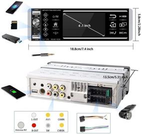 img 3 attached to 🚗 Улучшенная автомагнитола Single Din с сенсорным экраном 4,1 дюйма, Bluetooth, FM/AM RDS, USB, SD, AUX порты - поддержка Mirror Link для iOS/Android + бонусная камера заднего вида и управление колесом
