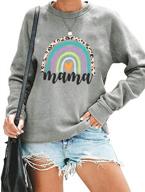 🌈 mama sweatshirt women mom rainbow graphic tee shirts: stylish long sleeve pullover tops logo