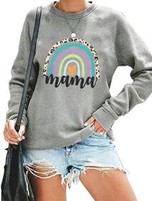 img 4 attached to 🌈 Mama Sweatshirt Women Mom Rainbow Graphic Tee Shirts: Stylish Long Sleeve Pullover Tops