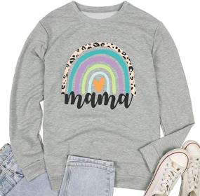 img 3 attached to 🌈 Mama Sweatshirt Women Mom Rainbow Graphic Tee Shirts: Stylish Long Sleeve Pullover Tops