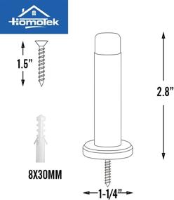 img 2 attached to 🚪 HOMOTEK 5-пакетный надёжный жёсткий дверной стопор для звукоизоляции - мягкие резиновые наконечники, цинковый сплав - защита стен - 2,8-дюймовые дверные стопоры, черные.