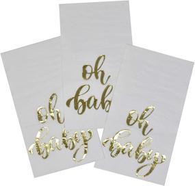 img 1 attached to 100 Elegant Disposable Hand Napkins for Baby Shower Guests - Neutral Boy Girl Gender Reveal Party Supplies with Metallic Golden Foil Decorative Towel - Ideal for Powder Room, Bathroom, Dinner - Paper Pack