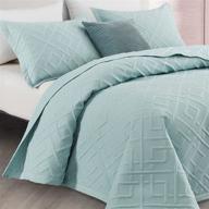 🛏️ chixin queen size quilt set - aqua, reversible lightweight bedspread full coverlet - 3 piece (full/queen, 90"x 92") logo