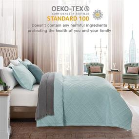 img 3 attached to 🛏️ CHIXIN Queen Size Quilt Set - Aqua, Reversible Lightweight Bedspread Full Coverlet - 3 Piece (Full/Queen, 90"x 92")