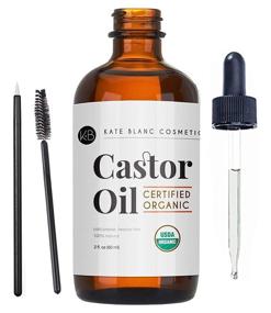 img 4 attached to Kate Blanc Cosmetics' USDA Certified Organic Castor Oil (2oz): Pure, Cold Pressed, Hexane Free. Stimulate Growth for Eyelashes, Eyebrows, Hair. Skin Moisturizer & Hair Treatment Starter Kit